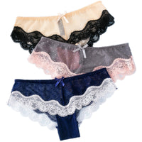Sexy Lady's Underwear Low-waist Mesh Floating-point Transparent Button-wrapped Triangle Pants