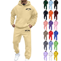 Mens Fleece-Lined Hooded Printed Sweatshirt And Hoodie Set