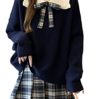 Doll Collar Knitted Sweater Women's Short Warm
