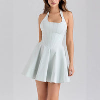 French-style Cinched Sexy Halter Dress For Women