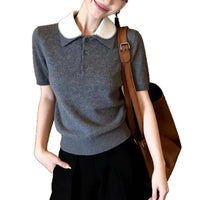 Simple Loose Comfortable Slimming Everyday Commuter Gray Top For Women