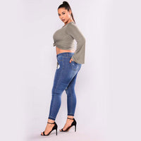 Add Fertilizer To Increase High Elasticity Ripped Jeans