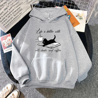 European And American Street Coffee Cat Cartoon Print Sweatshirt
