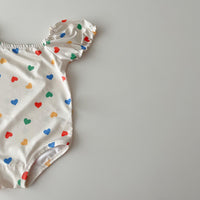 Girls' Baby Bubble Sleeve Printed One-piece Swimsuit