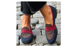 Round Toe Loafers Suede Color Matching