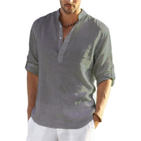 Casual Linen Shirt Solid Color