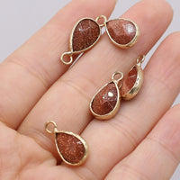 Natural Stone Drop-shaped Gold-plated Edge Pendant