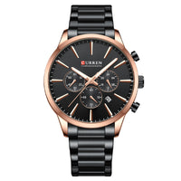 Mens Waterproof Business Round Six-Hand Calendar Watch