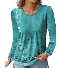 Landscape Painting Printed Long-sleeved T-shirt Top