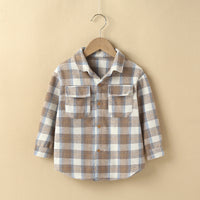 Version Fashion Small Plaid Shirt Children's Fashionable Foreign Style Single-breasted Casual