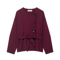 Women's Belted Knit Short Coat