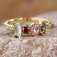 Geometric Simple Colorful Zircon Ring Fashion