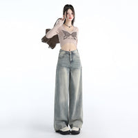 Jeans Washed Loose Drooping Draggle-tail Straight Trousers