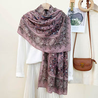 Women's High-grade Versatile Classic Pattern Travel Sun Protection Silk Scarf Shawl
