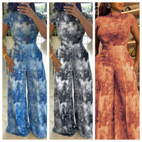 Euro-American Fashion Printed Belted Wide-leg Jumpsuit