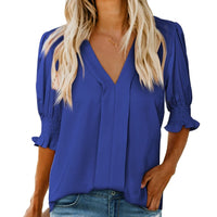 Shiying New V-neck Half Sleeve Shirt For Women
