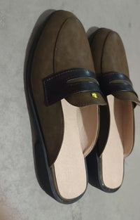 New Men's Solid Movement Pointed Back Half Cut Versatile Casual Leather Shoes And Slippers