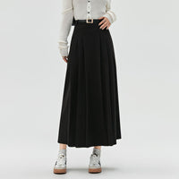 Autumn And Winter New Mid-length High-waisted Slimming A-line Maxi Skirt With Drape