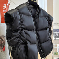 Autumn And Winter New Down Cotton Flying Shoulder High Waist Short Vest