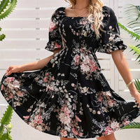 Floral-print Princess-sleeve Dress For Women