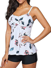 Conservative Printed Split Boxer Swimsuit