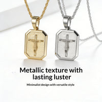Niche Cross Necklace 18k Gold-plated High-end Cross Pendant Square Design