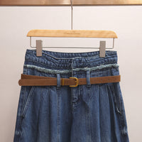 High-waisted A-line Wide-leg Long Jeans