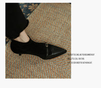 Black Womens Ankle Boots With A Thin Heel Stylish Versatile And Figure-flattering