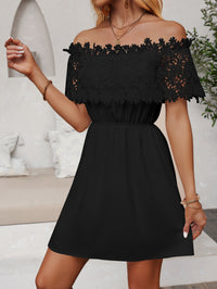 Summer Water-Soluble Lace Panel Off-Shoulder Waist-Cinching Dress