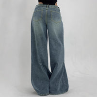 European And American Wide Leg Super Long Mop Jeans