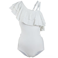 Women's One-piece Triangle Ruffled Sloping Shoulder Sling Hot Spring Swimsuit