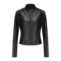 Women's Short Slim-fit Leather Coat