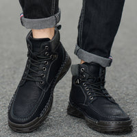 Winter Men's Boots Leisure Plus Size Fleece-lined Platform Casual Shoes Gaobang