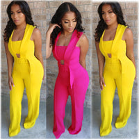 Fashion casual jumpsuit with belt