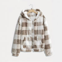 Fashionable Casual Zip-up Plush Hoodie With Long Sleeves