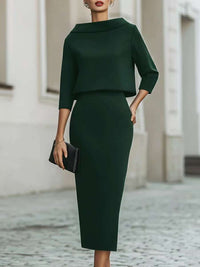 Stylish Urban Commuter Two-piece Set Featuring A Bodycon Skirt And Top