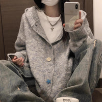 Hooded Sweater Cardigan Coat Women's Knitted Blouse