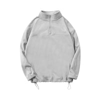 New Loose Drawstring Fleece-lined Half Zipper Sweater