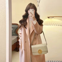 Design Sense Oatmeal Color Small Woolen Overcoat Women's Coat