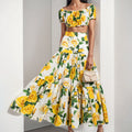 European And American Womens Elegant Sexy Printed Pleated Skirt Fashion Set