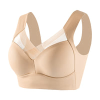 Plus Size Underwear Wireless Beauty Back Underwear Thin Push-up Adjustable Seamless Ice Silk Fixed Cup Bra Cross-border