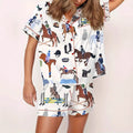 Cardigan Pajamas With Short Sleeves Cozy Casual Loungewear Set