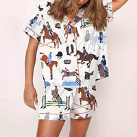 Cardigan Pajamas With Short Sleeves Cozy Casual Loungewear Set