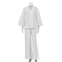 Three-quarter Sleeve Cardigan Top And Loose Wide-leg Pants Two-piece Set