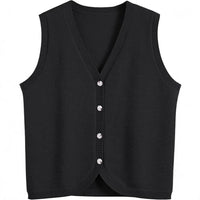 European And American Spring And Summer Women's Vest Buckle V-neck Casual Wear