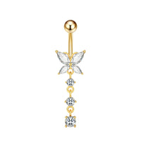 Personalized Zircon Butterfly Round Belly Button Ring