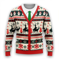 Men's Christmas 3D Print Round Neck Casual Sweater Coat