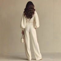 Round Neck Long Sleeved Sweatshirt And Pants Set