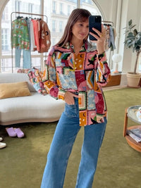 Fashionable All-match Printed Casual Cardigan Lapel Single Breasted Shirt