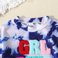 New Girls' Letter Tie-dyed Long-sleeved Trendy Double Color European And American Style